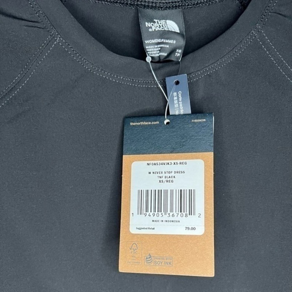 The North Face Never Stop Wearing Short Sleeve Drawstring Dress TNF Black XS NWT - Picture 6 of 6